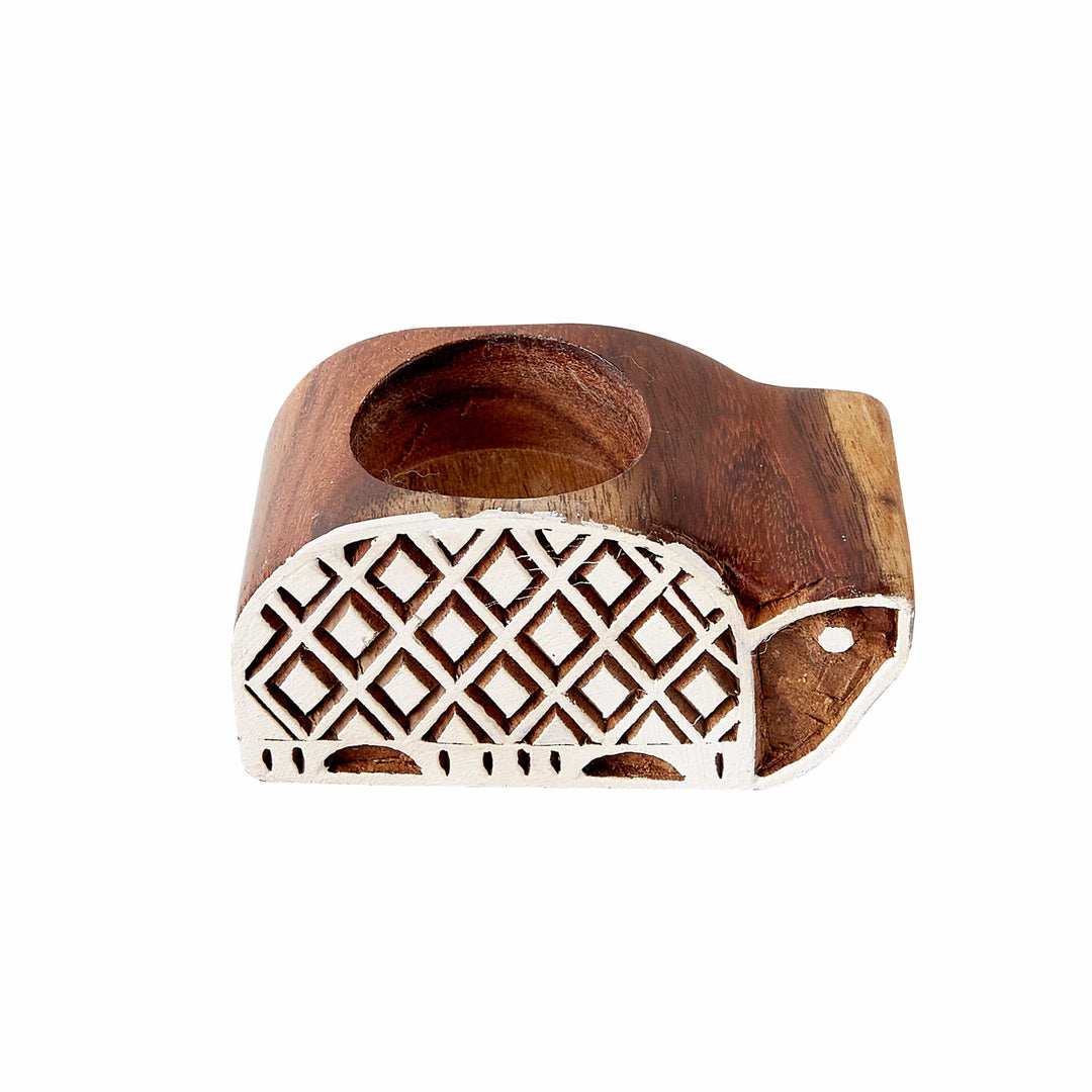 Wood Carved Air Plant Holder/Tea Light Holder - Turtle