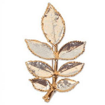 Natural Rose Leaves Brooch Pin - Silver Leaf