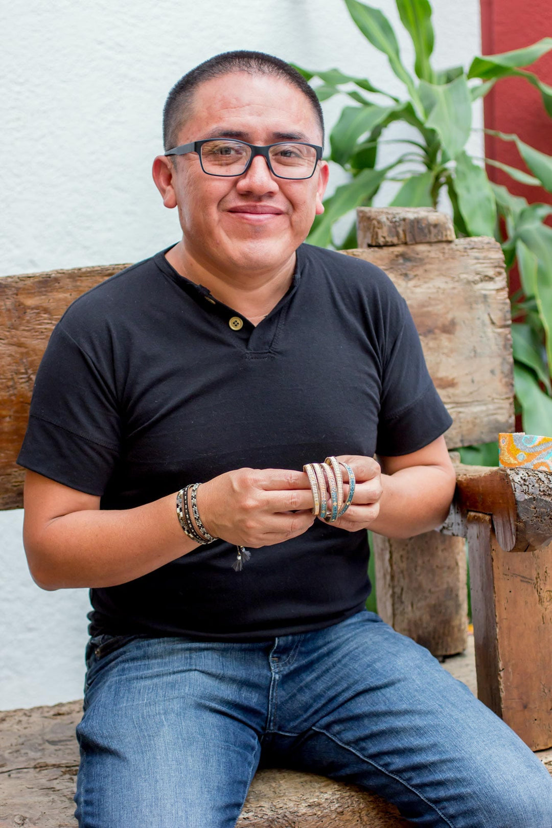 Colorful Glass Beaded Wrap Bracelet from Guatemala - Cerro de la Cruz in Grey