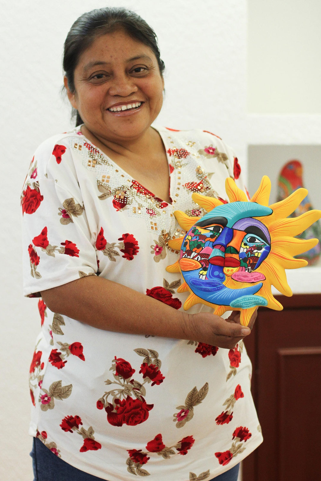 Hand Painted Ceramic Sun and Moon Wall Art (Pair) - Beauty of the Sky