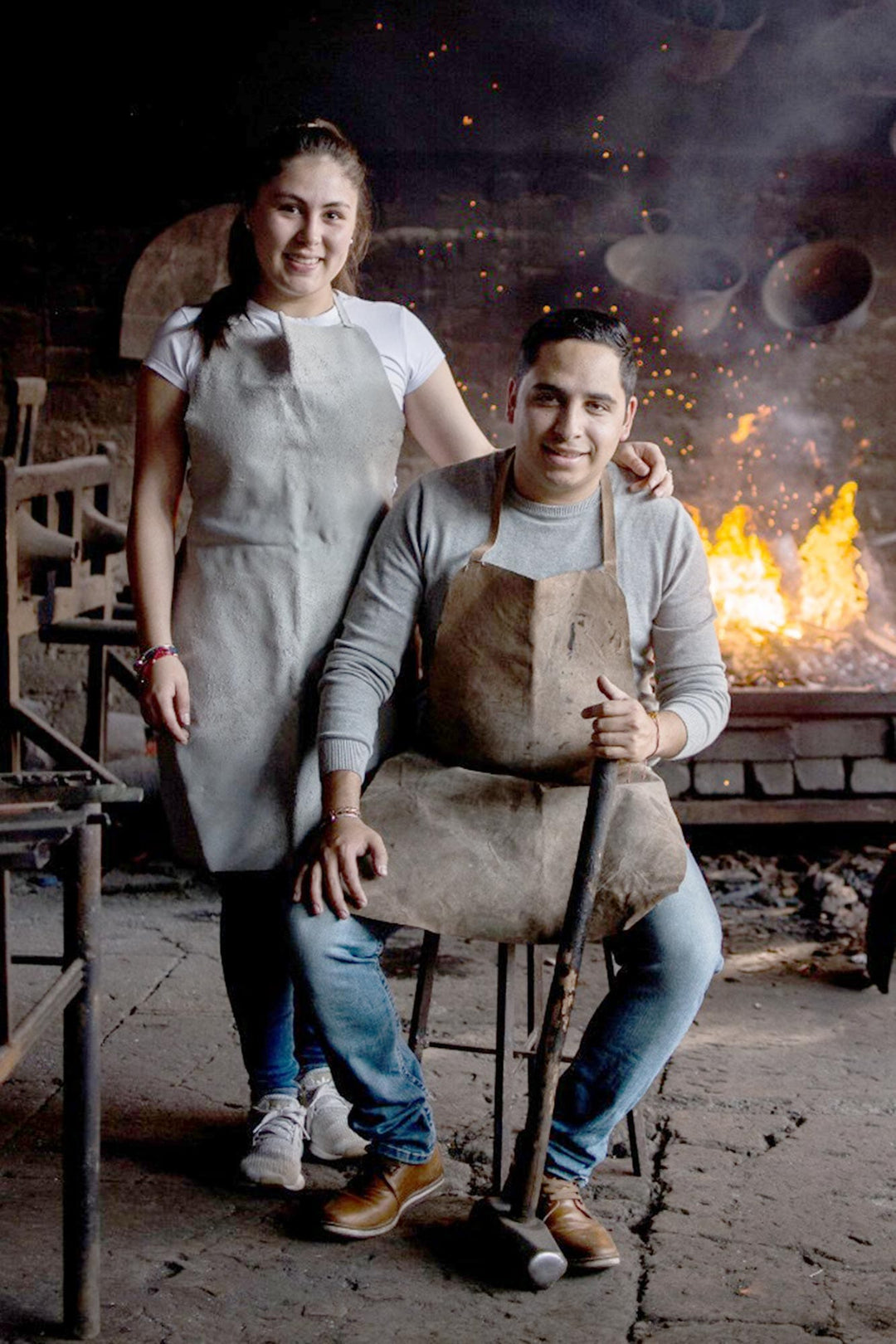 Handcrafted Copper and Gold Leaf Vase from Mexico - Butterfly Dance