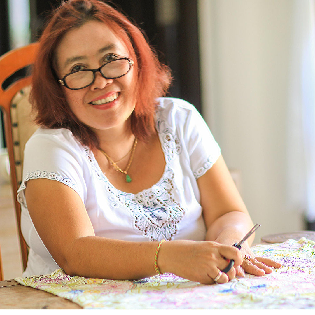 Hand-Embroidered Sleeveless Rayon Top from Bali - Bouquet of Flowers
