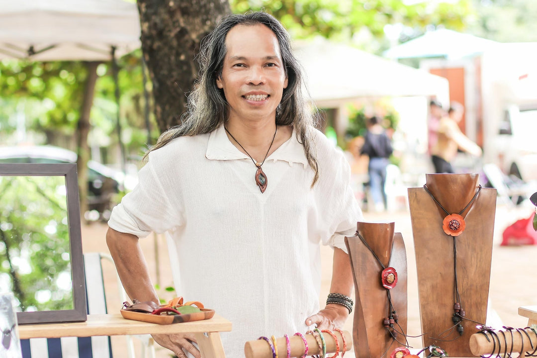 Bamboo-Inspired Adjustable Black Leather Cuff Bracelet - Mysterious Bamboo