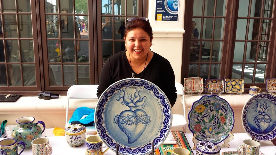 Leaf & Flower Hand-Painted Talavera-Style Ceramic Planter - Talavera Bloom