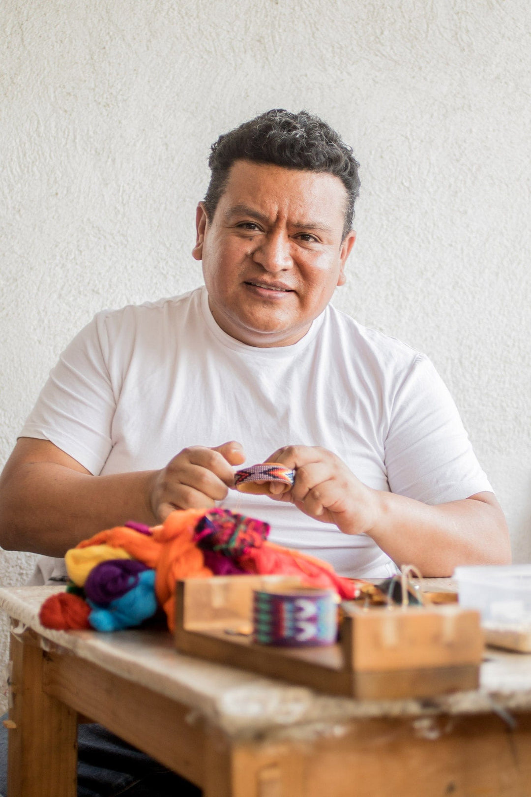 Ivory and Blue Glass Beaded Cuff Bracelet with Leather - Deity Diamonds