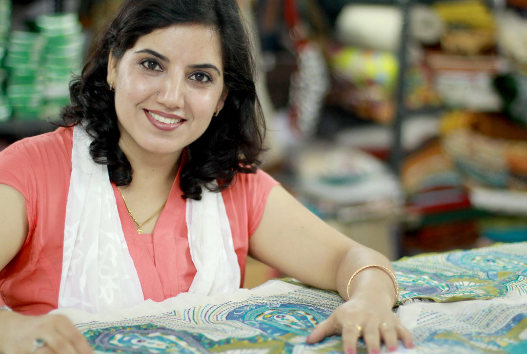 Pair of Ikat Printed Cotton Dish Towels Crafted in India - Ikat Celebration