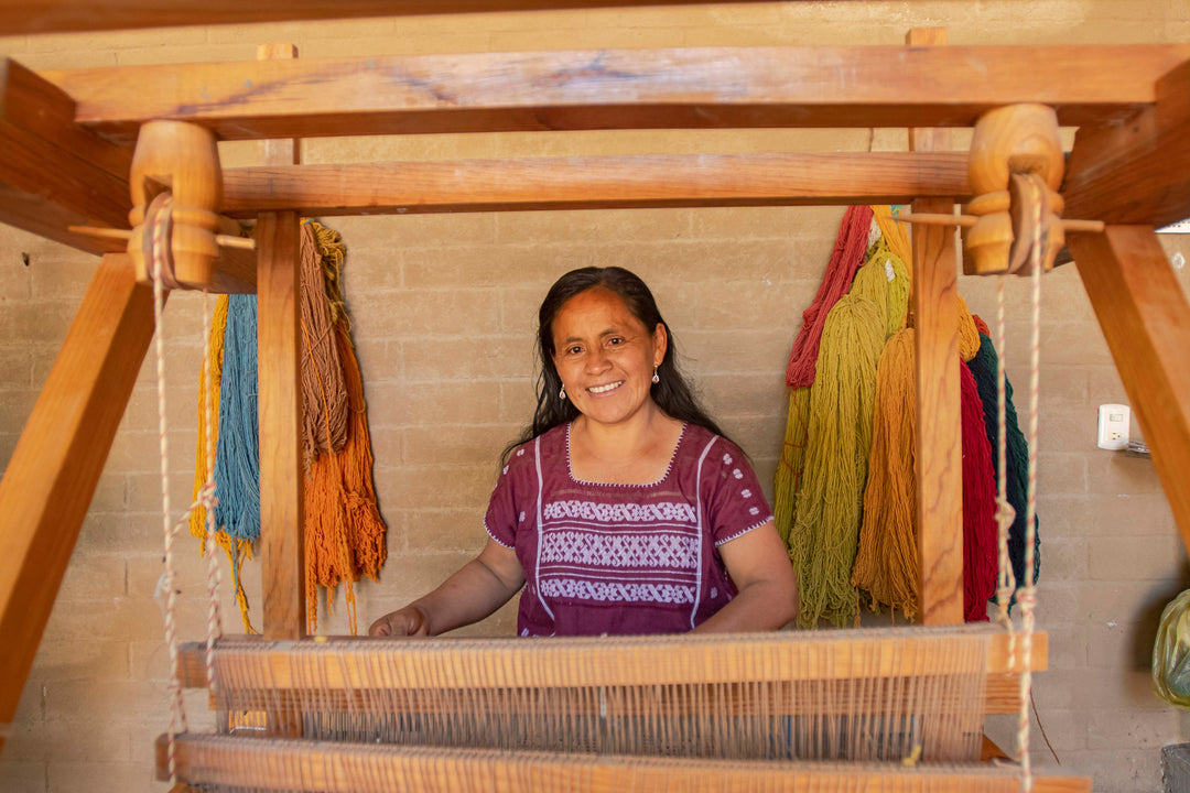 Hand Woven All Cotton Rebozo in Blue and Off-White - Oaxacan Rhythm in Sapphire