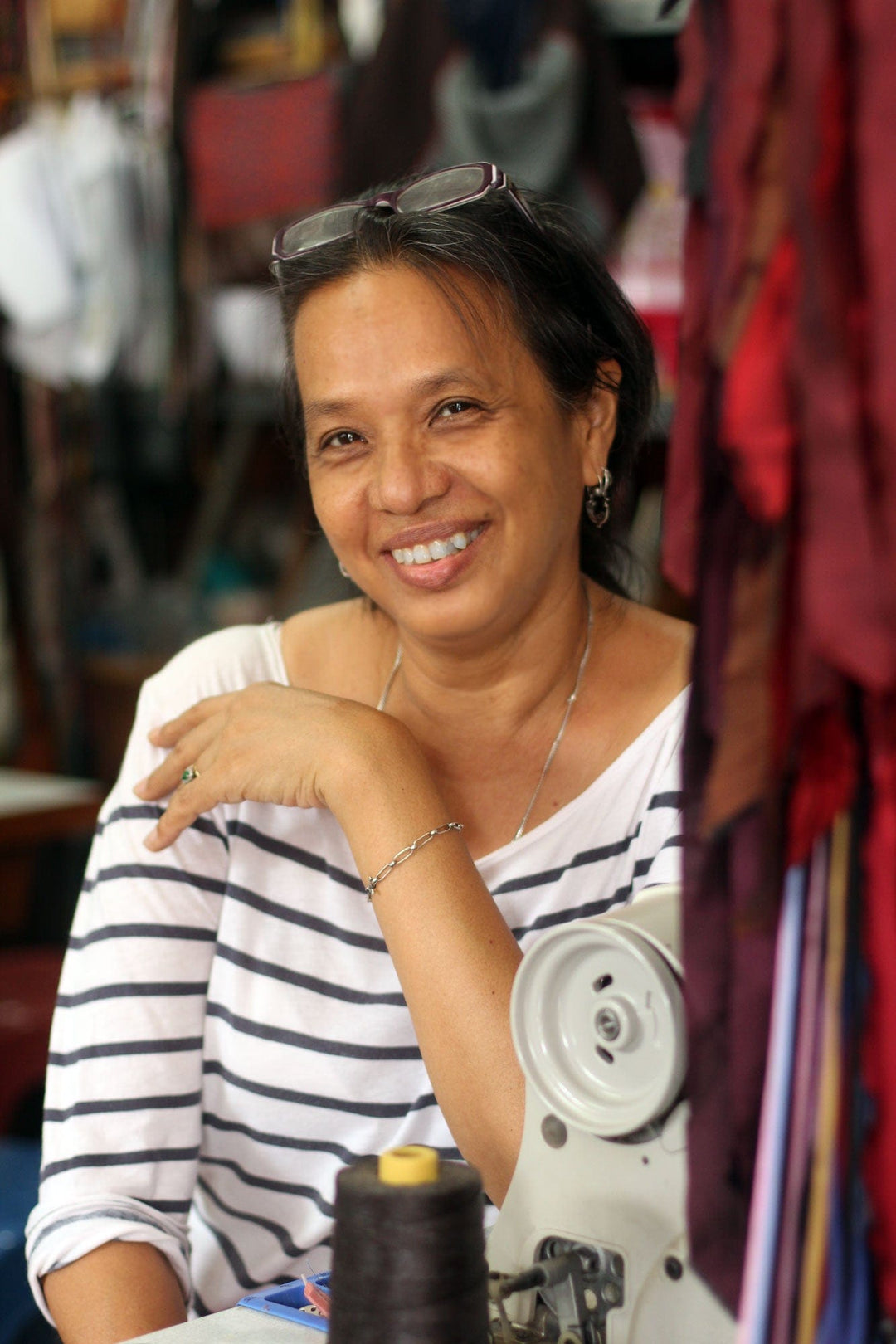 Floral Leather-Accented Adjustable Navy Cotton Shoulder Bag - Blossoming Navy