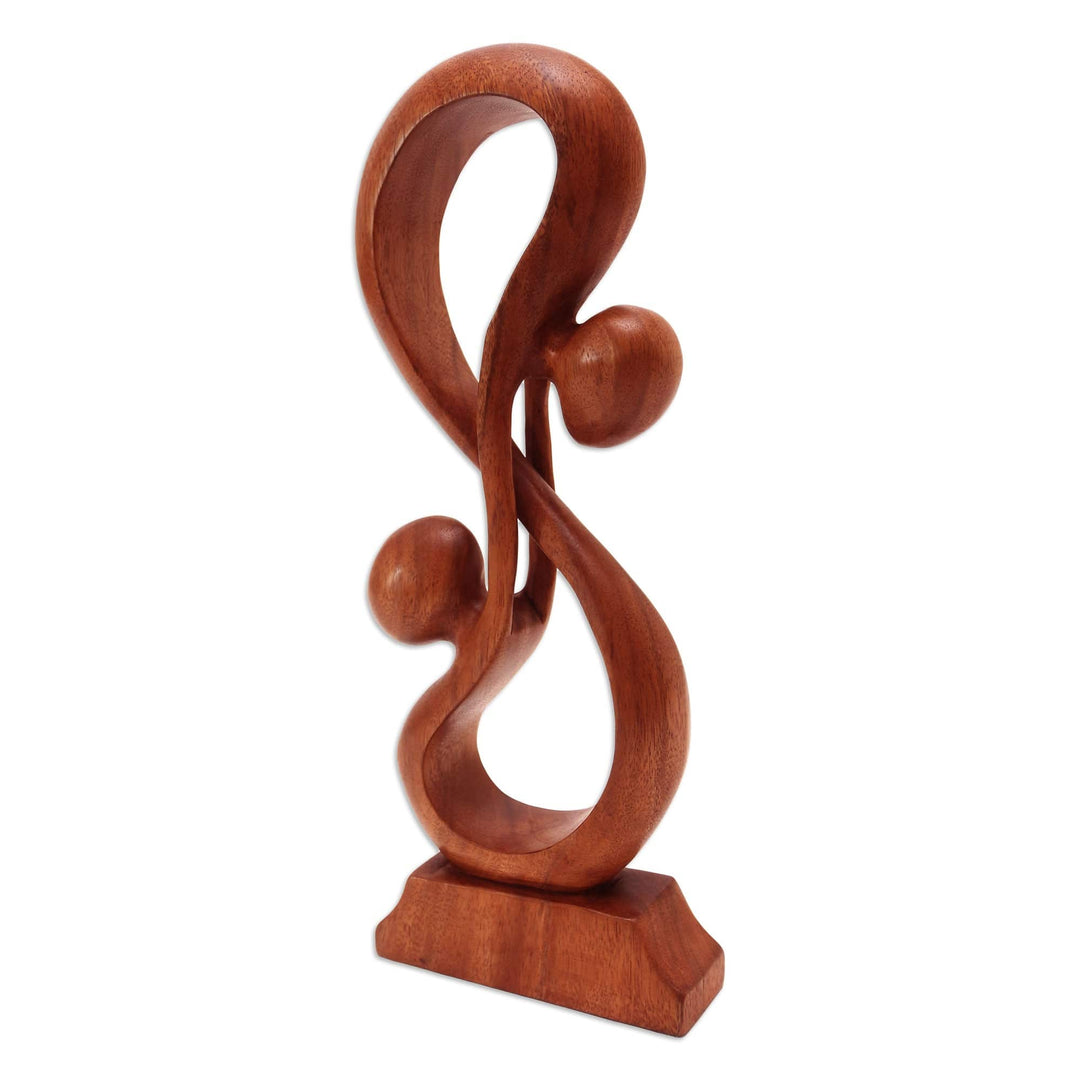 Hand Crafted Romantic Wood Sculpture - Acrobat Lovers