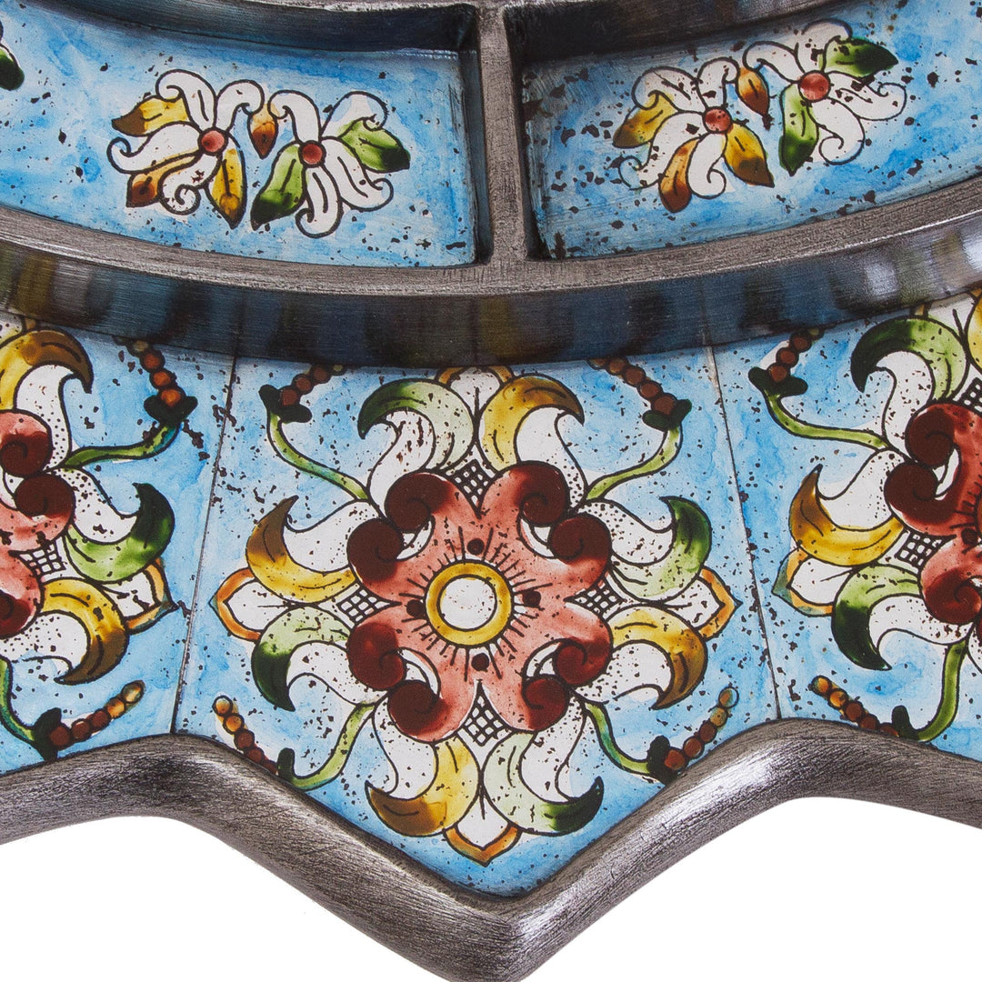 Reverse Painted Glass Floral Wall Mirror with Bluebells - Bluebells