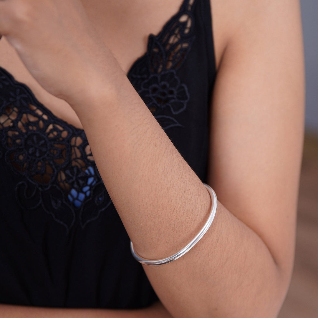 Unique Sterling Silver Bangle Bracelet - Moon Glow
