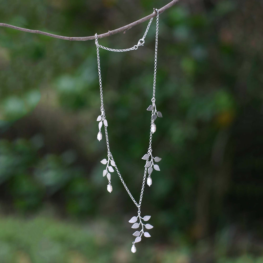 Sterling Silver and Pearl Necklace - Cloud Forest