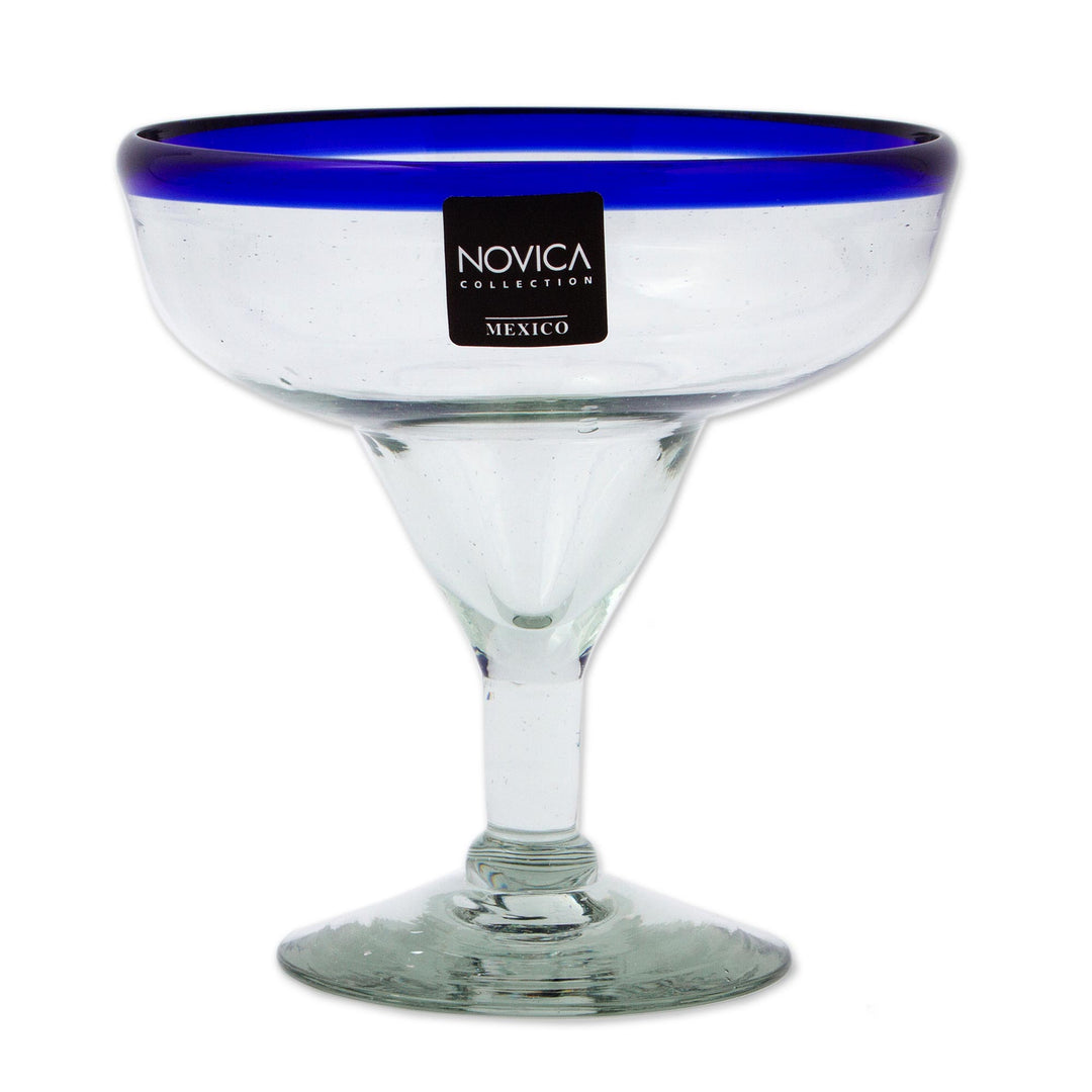 Margaritas Handblown Glass Blue Cocktail Drinkware Set of 4 - Cobalt Classics