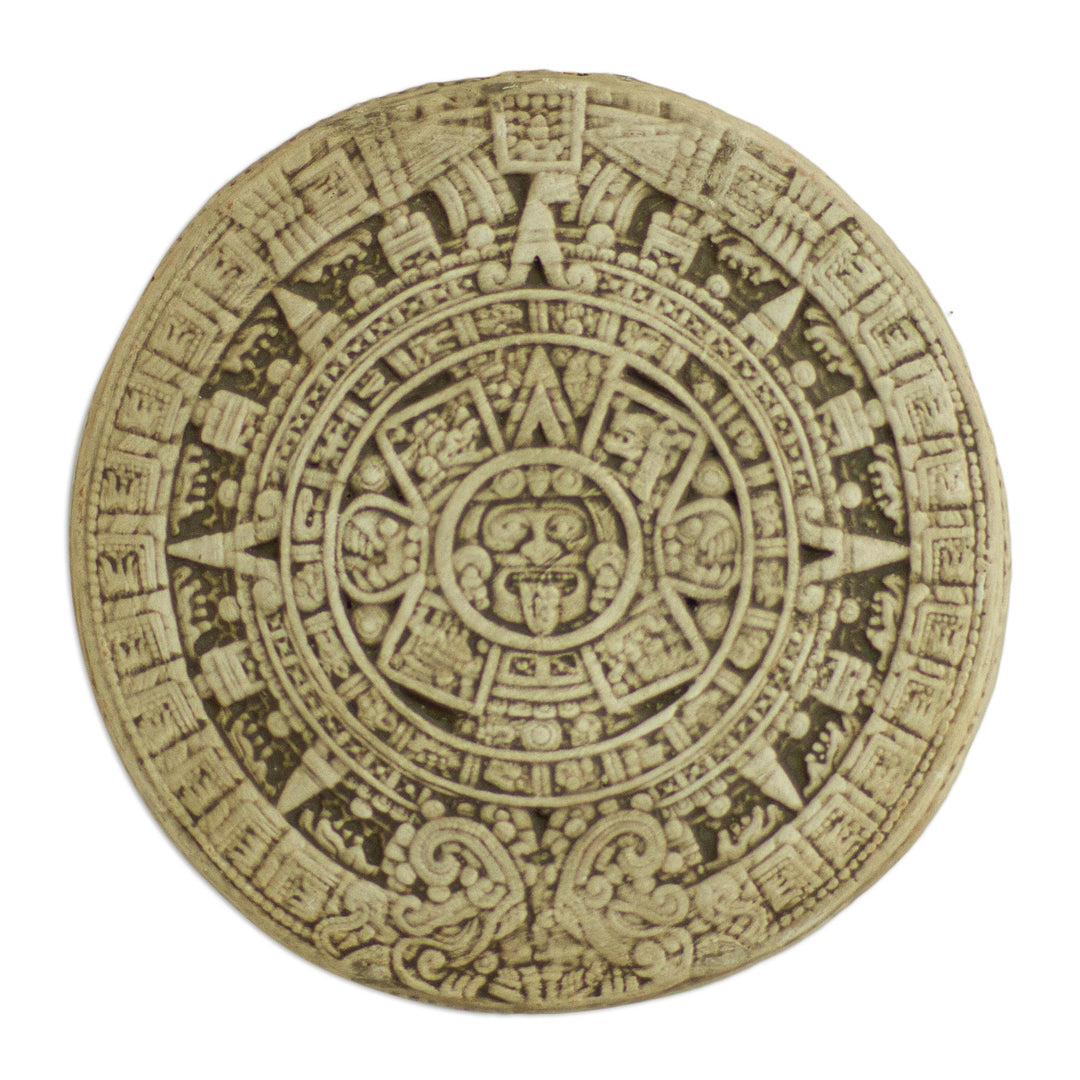 Ceramic plaque - Small Beige Aztec Calendar