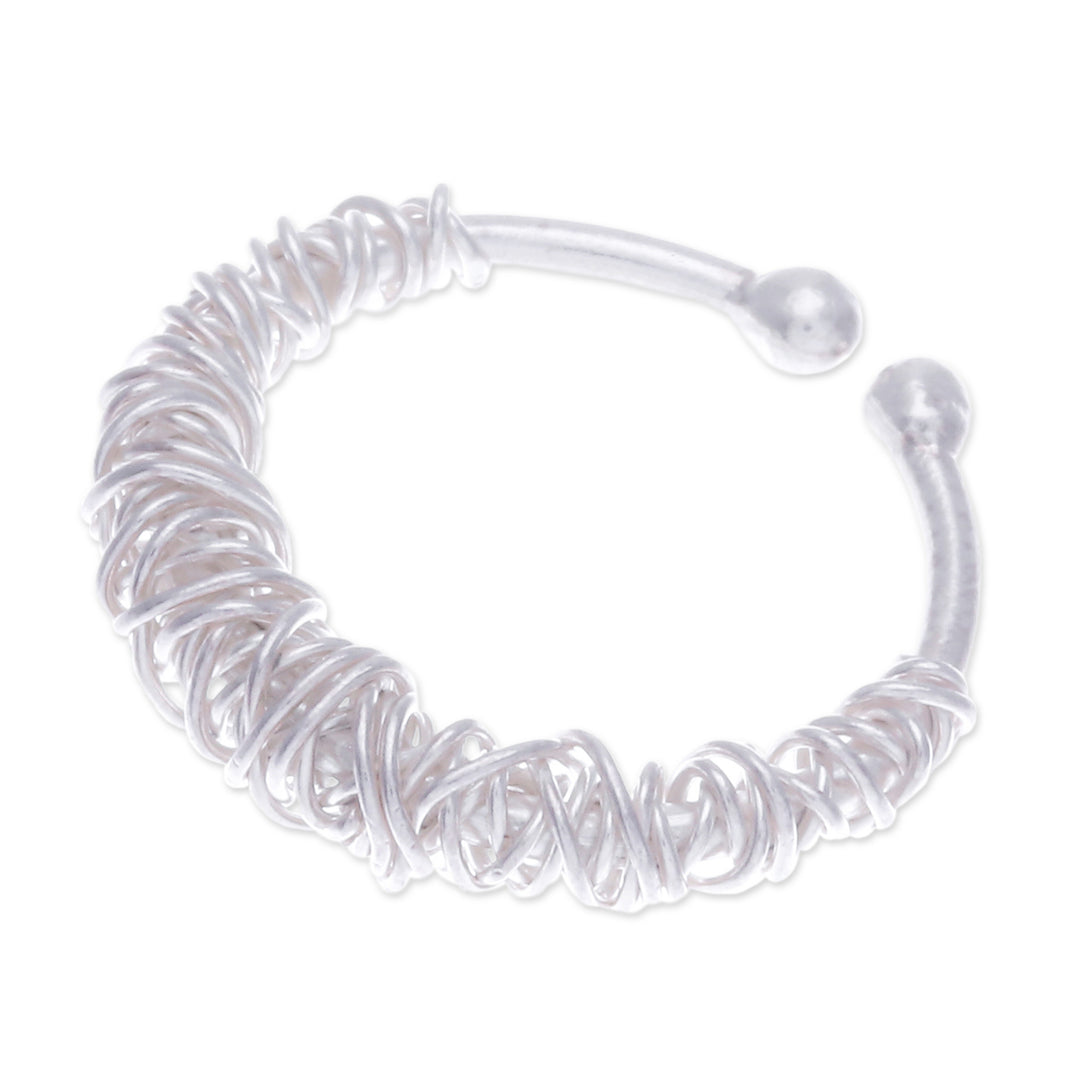 Hand Made 950 Silver Wrap Ring - Thai Spindle