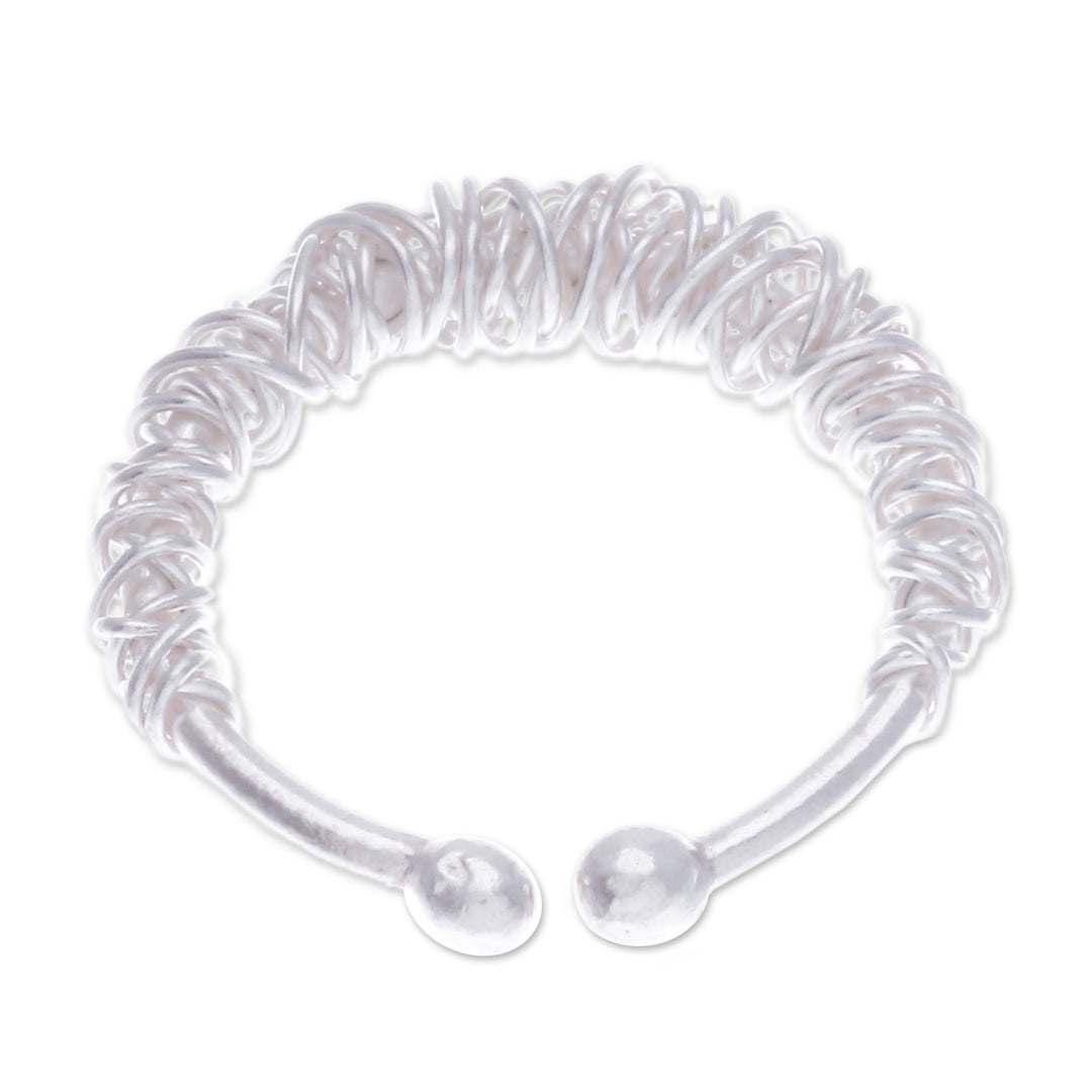 Hand Made 950 Silver Wrap Ring - Thai Spindle