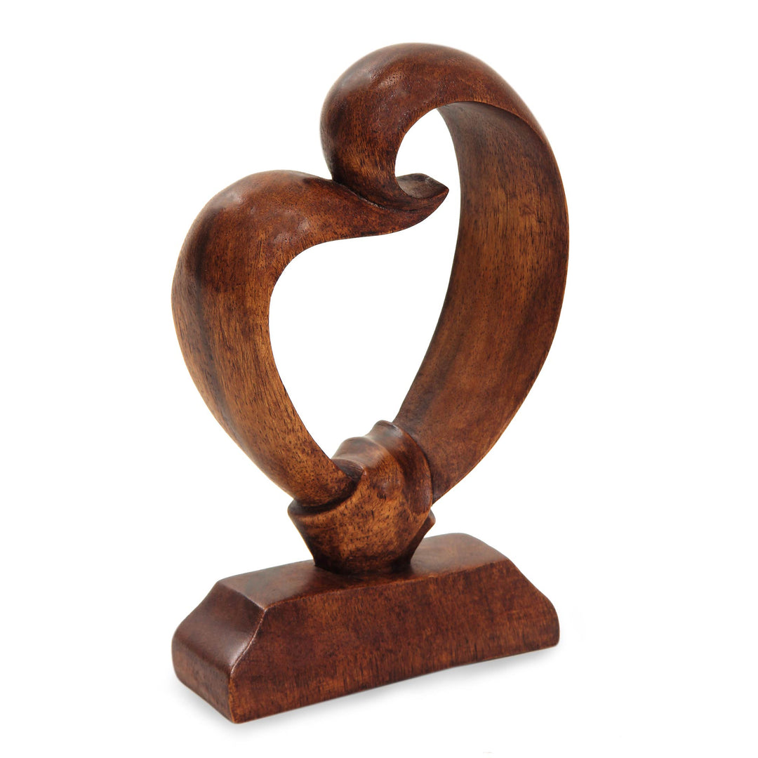 Romantic Wood Sculpture - Heart Bond