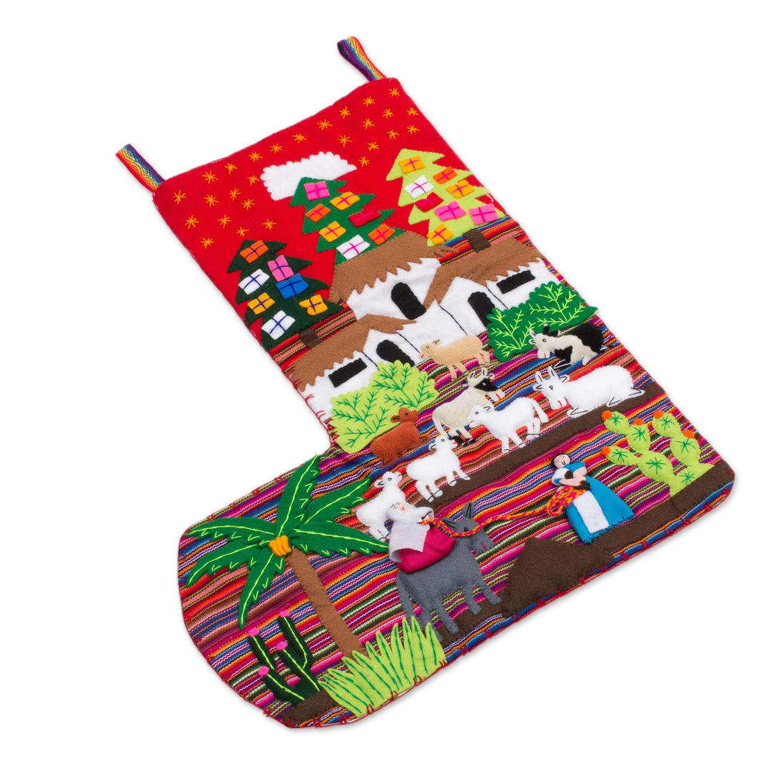 Applique Christmas stocking - No Room at the Inn
