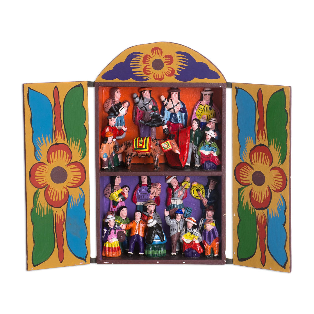 Folk Art Wood Retablo Sculpture from Peru - Yawar Fiesta