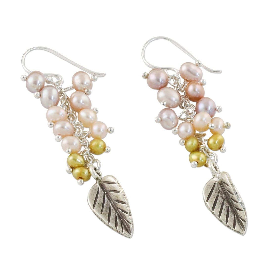 Sterling Silver and Pearl Dangle Earrings - Perfect Leaf