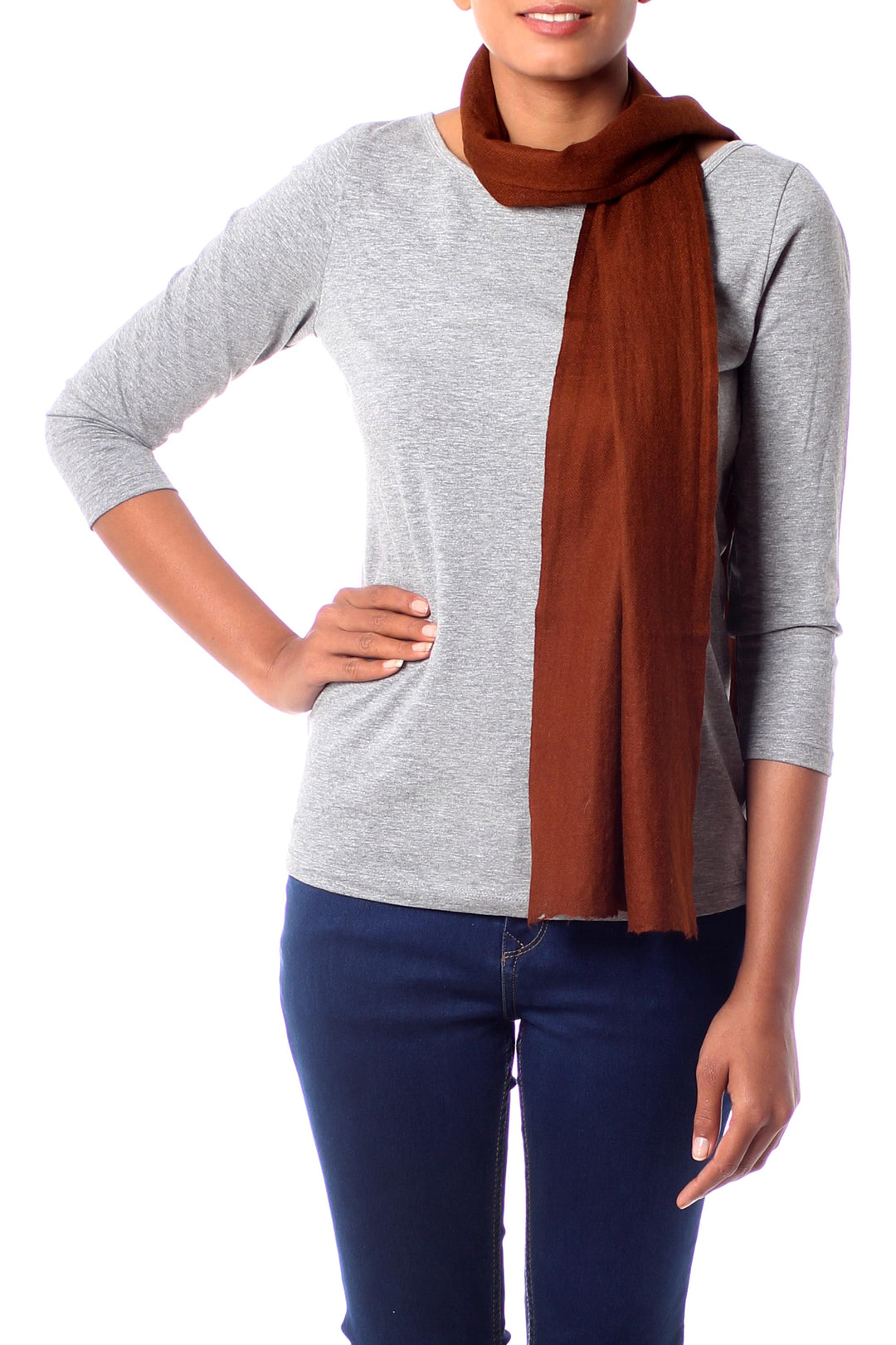Wool scarf - Smart in Chocolate Brown