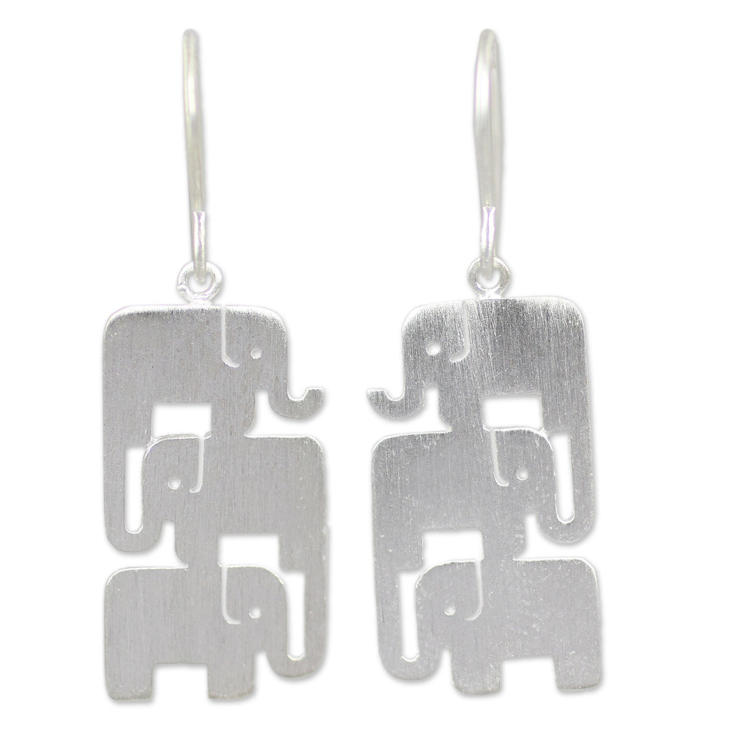 Sterling Silver Dangle Earrings - Elephant Stack