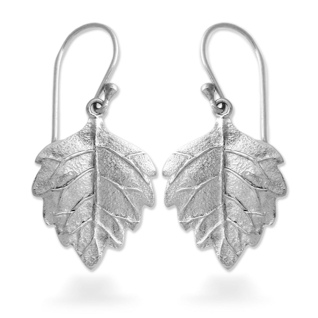 Fair Trade Sterling Silver Leaf Earrings - Glistening Leaves