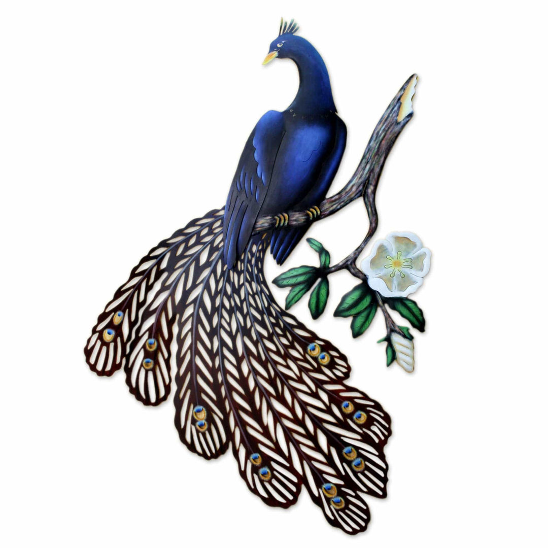 Unique Bird Wall Sculpture - Sapphire Peacock