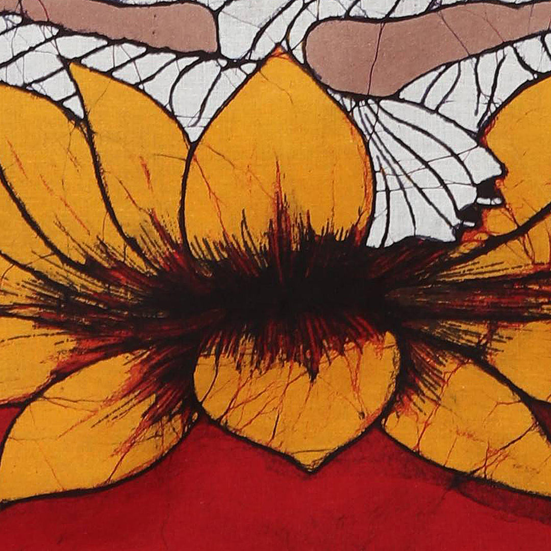 Cotton batik wall hanging - Buddha on Red