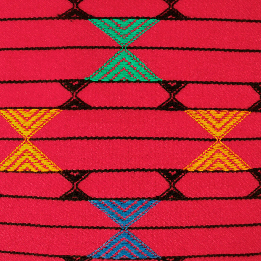 Cotton Table Runner Red Handmade India - Festive Constellations