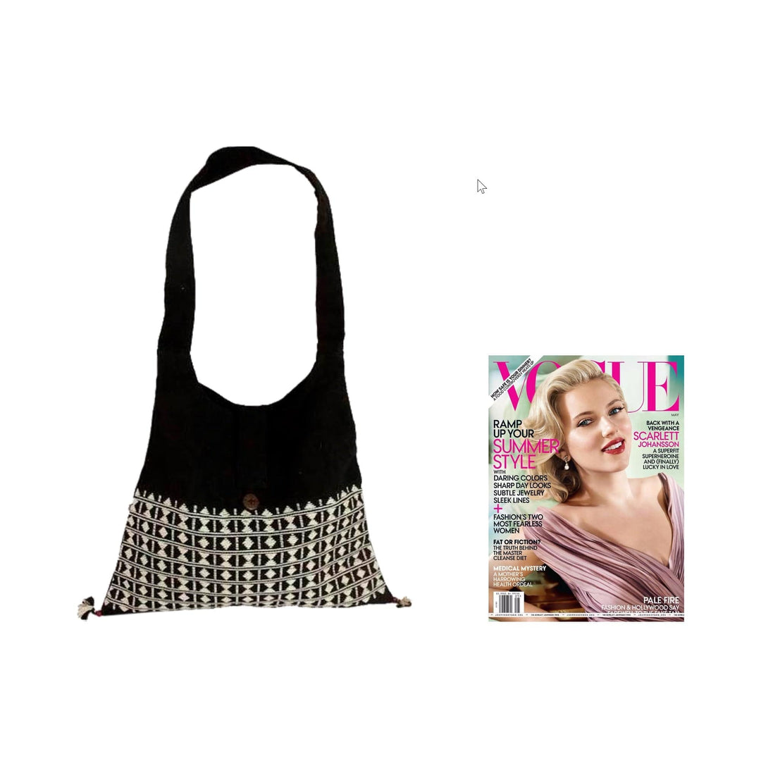 Embroidered Cotton Shoulder Bag  - Diamond Light