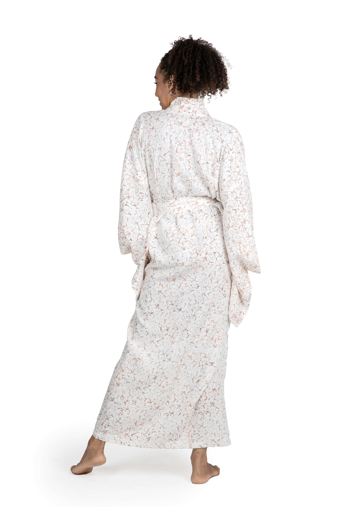 Fair Trade Floral Patterned Women's Robe from Indonesia - Bali Arabesques