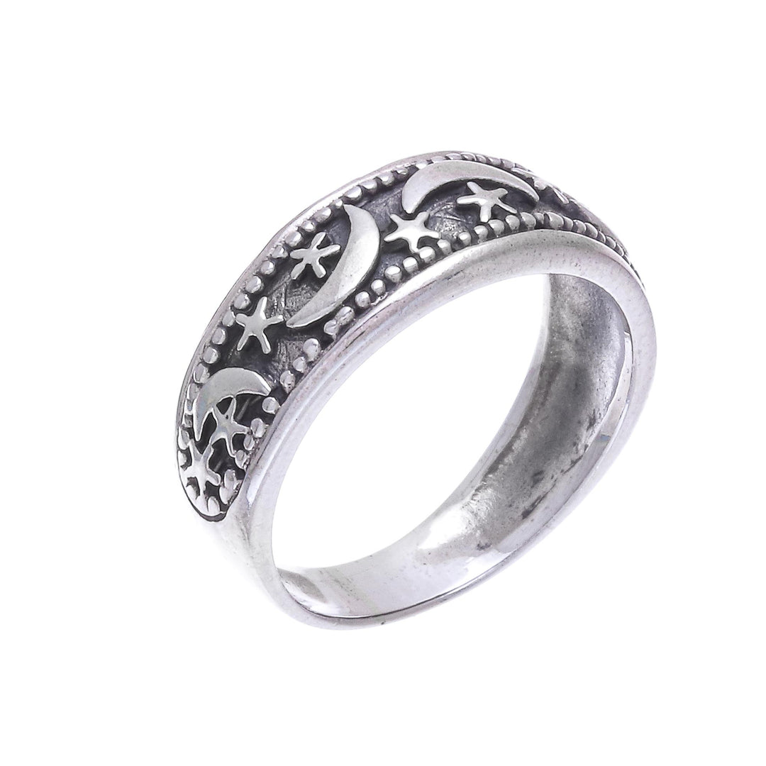 Hand Made Sterling Silver Band Ring from Thailand - Moon Magic