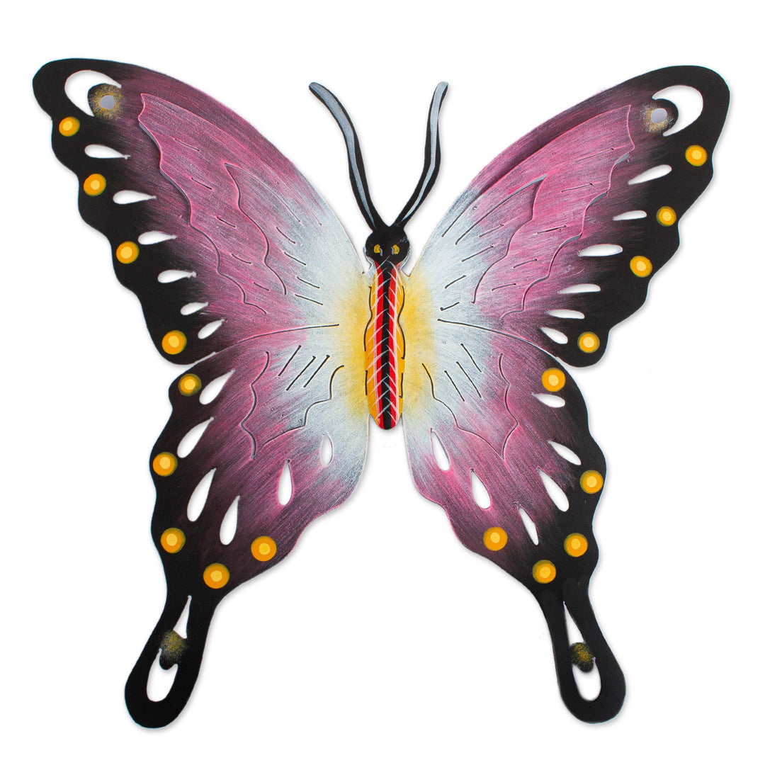 Handmade Purple Butterfly Steel Wall Sculpture Mexico - Soul of Femininity