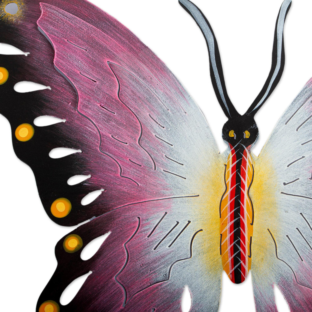 Handmade Purple Butterfly Steel Wall Sculpture Mexico - Soul of Femininity