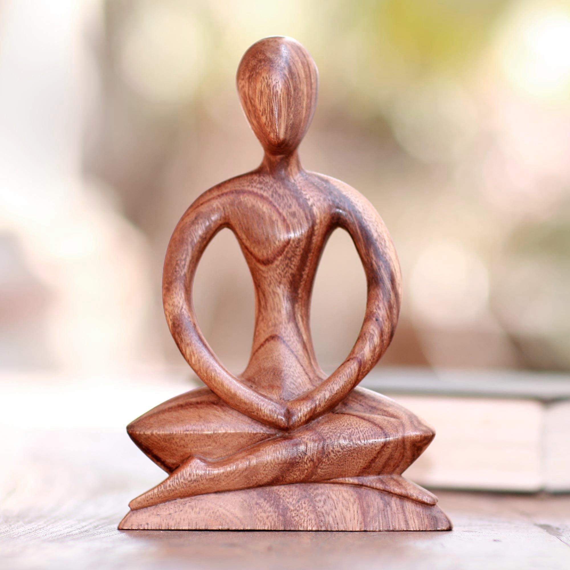 彫刻・オブジェ Vintage Wooden Handcrafted Yoga Figurine Handcrafted Wood Yoga Sculpture - Meditative Calm – GlobeIn