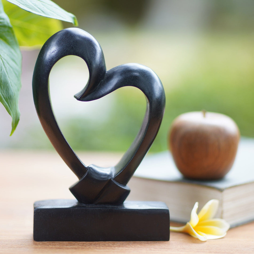 Romantic Wood Sculpture from Indonesia - Bonds of the Heart