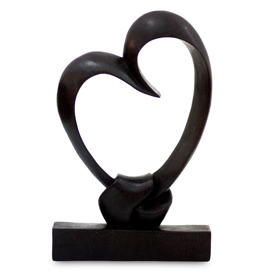 Romantic Wood Sculpture from Indonesia - Bonds of the Heart