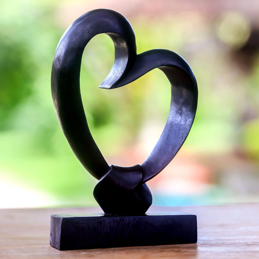 Romantic Wood Sculpture from Indonesia - Bonds of the Heart