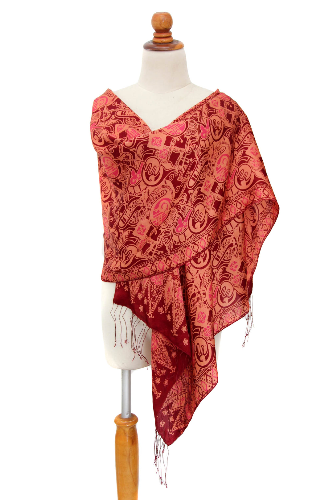 Artisan Crafted Geometric Silk Patterned Shawl - Jakarta Lady