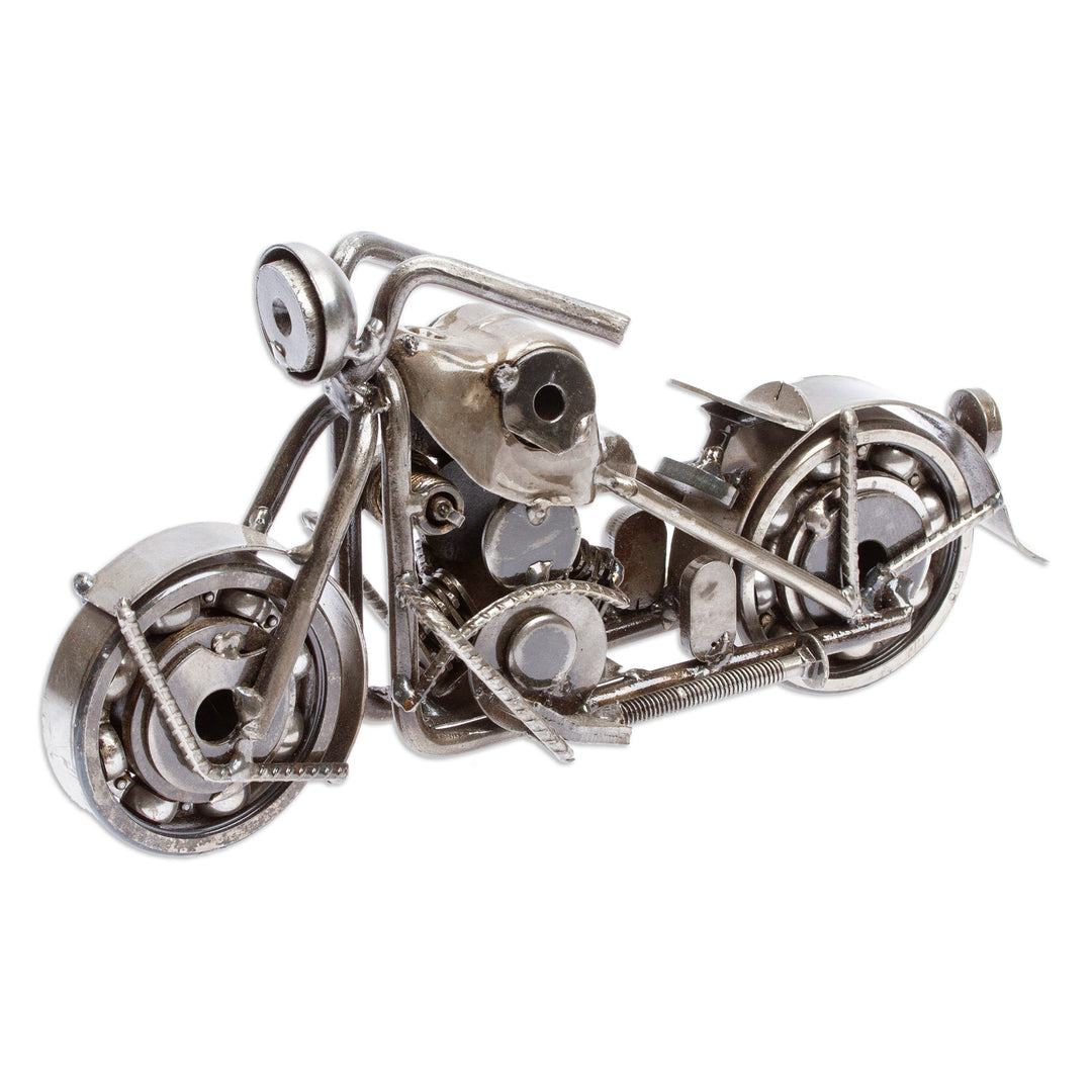 Handcrafted Rustic Sculpture of Recycled Auto Parts - Rustic Standard Motorbike