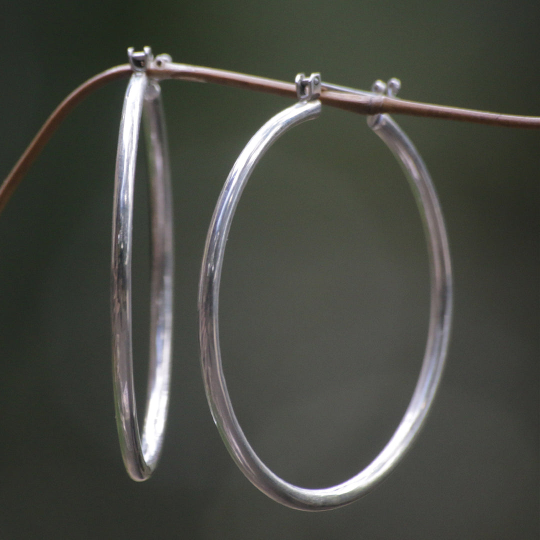 Unique Sterling Silver Hoop Earrings (2 Inch) - Moonlit Goddess