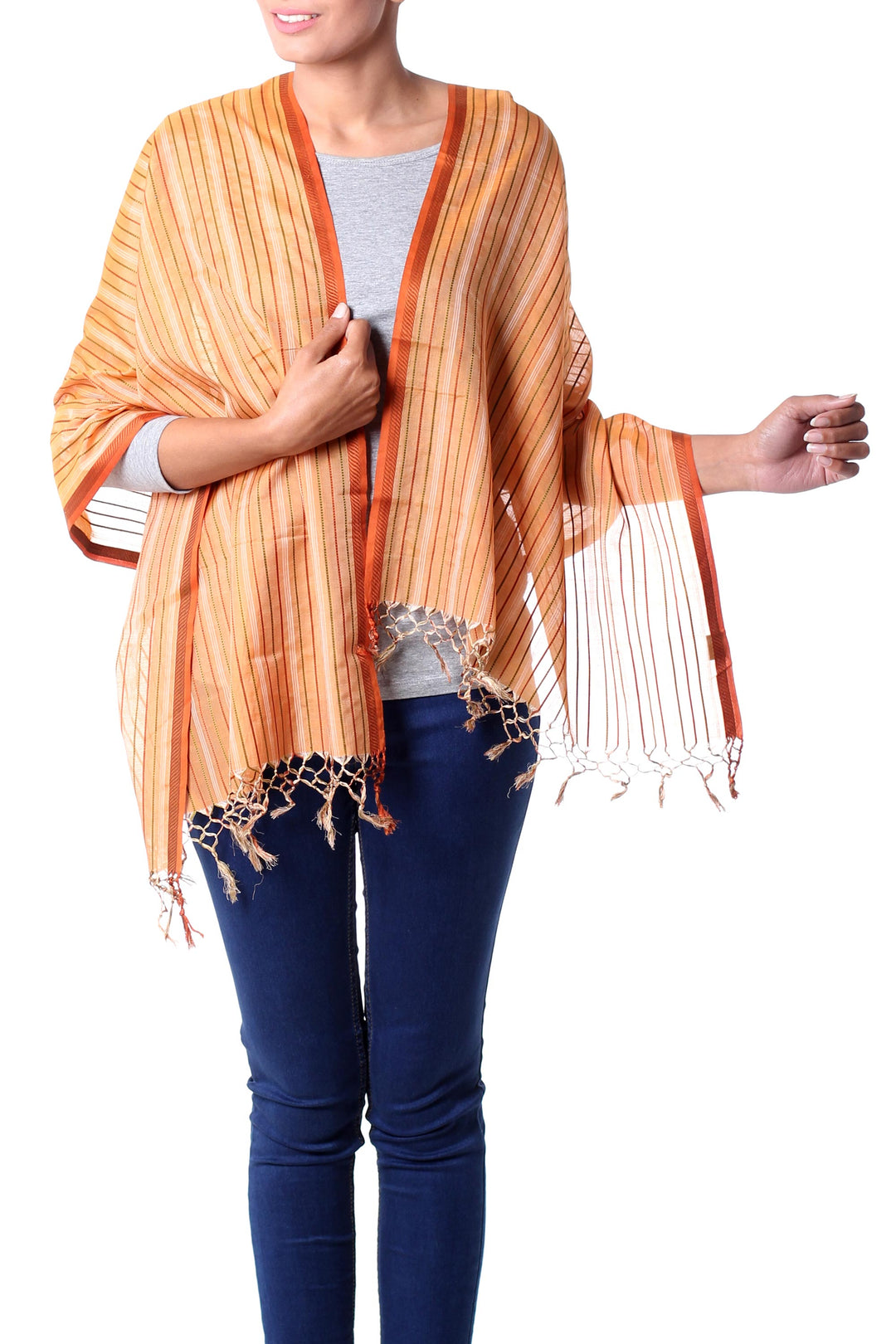 Cotton and silk shawl - India Sunset