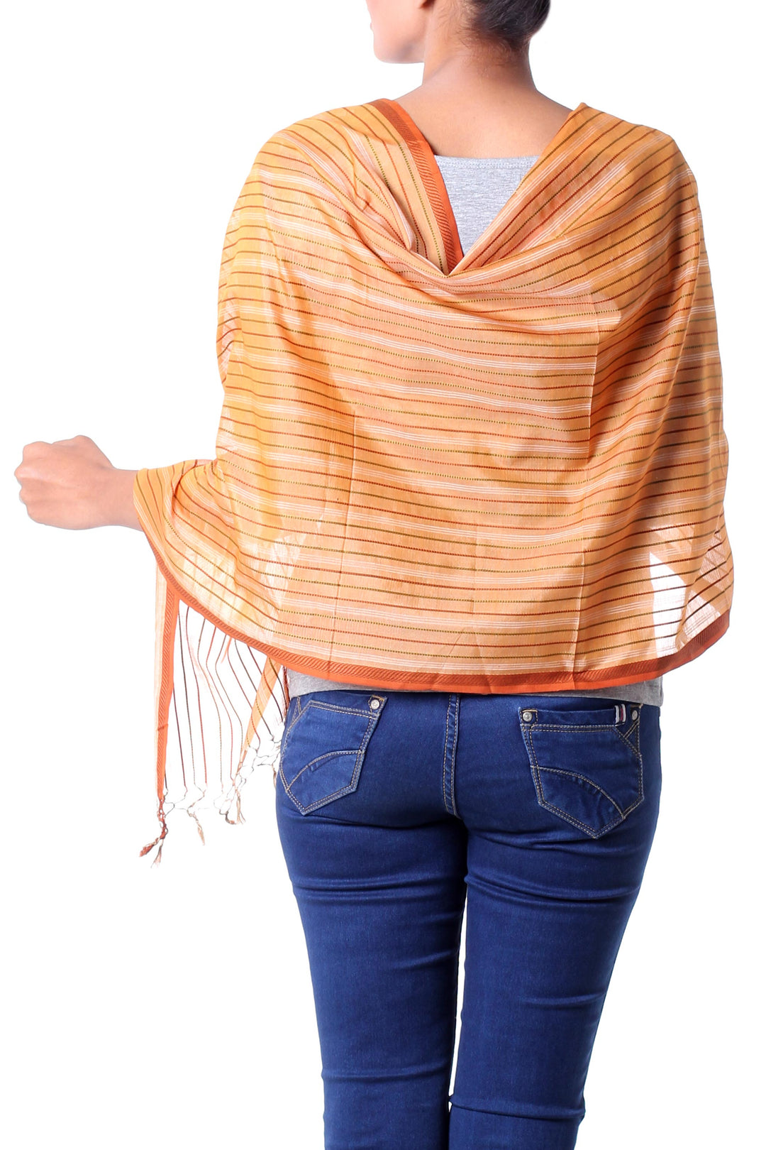 Cotton and silk shawl - India Sunset