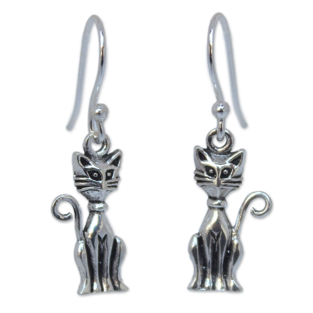 Sterling Silver Cat Earrings - Feline Fantasy
