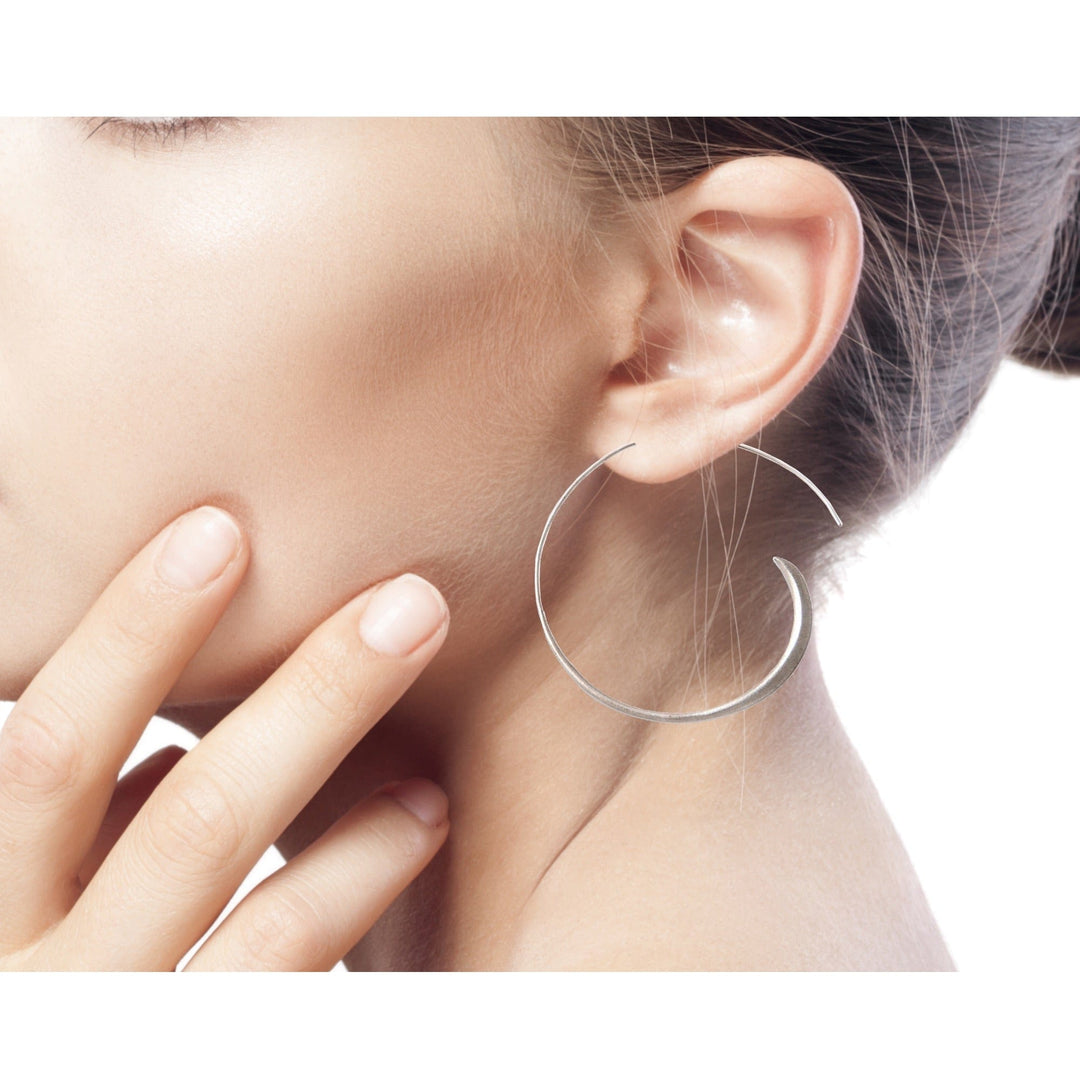 Fair Trade Sterling Silver Hoop Earrings (Medium) - Spin Me