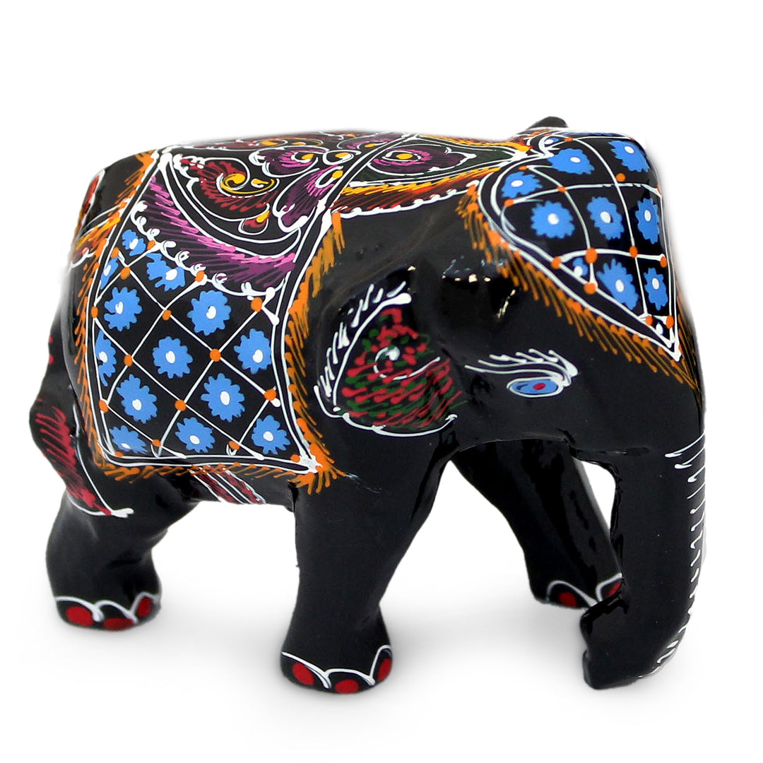 Lacquered Wood Elephant Sculptures (Set of 4) - Four Young Elephants