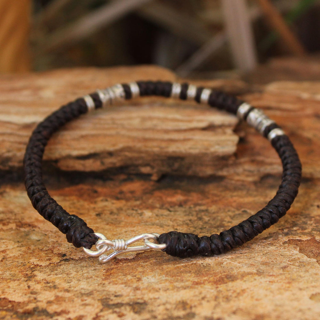 Handmade Silver Braided Bracelet from Thailand - Hill Tribe Heritage