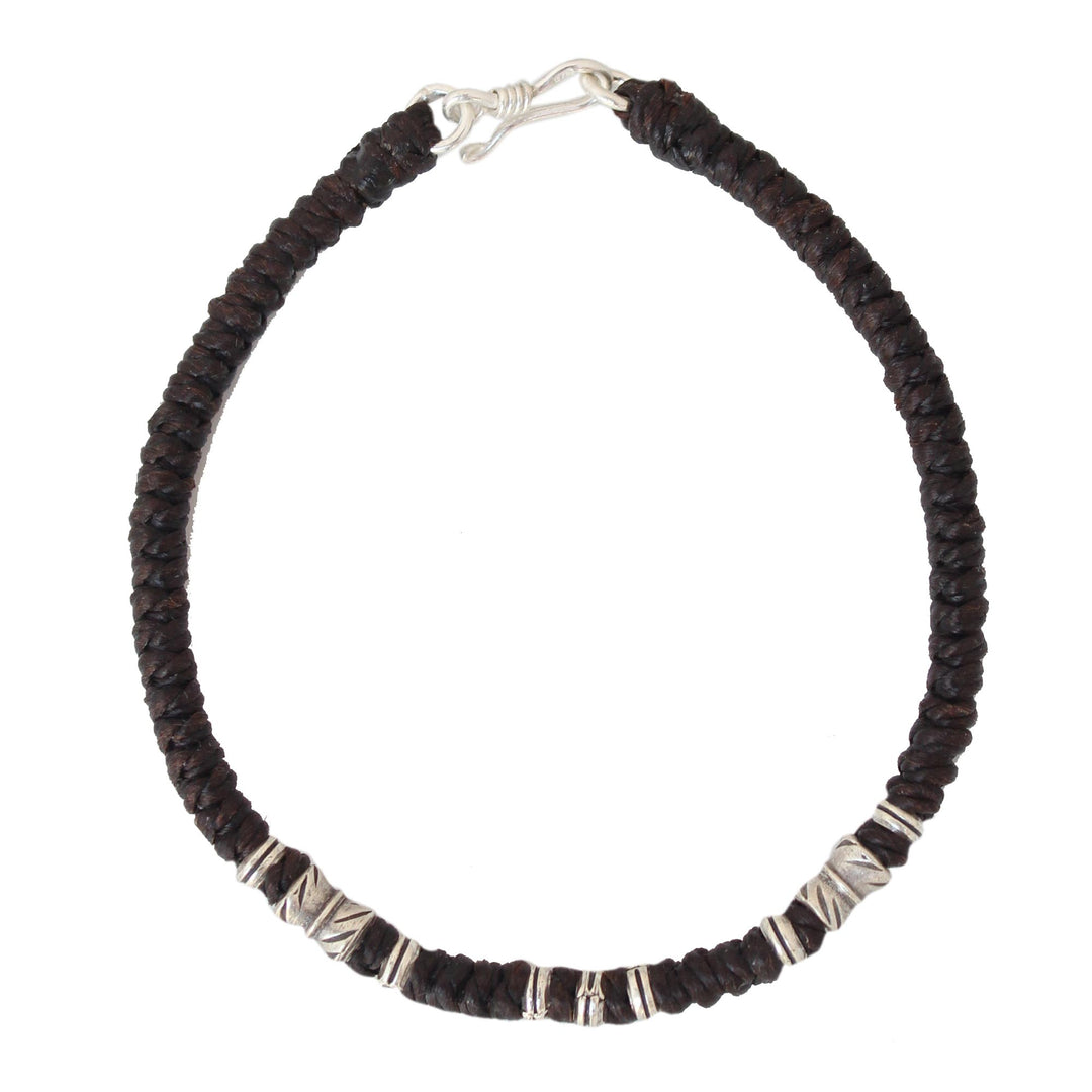 Handmade Silver Braided Bracelet from Thailand - Hill Tribe Heritage