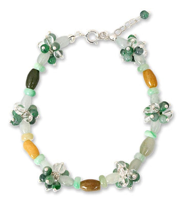 Jade and quartz flower bracelet - Green Spring